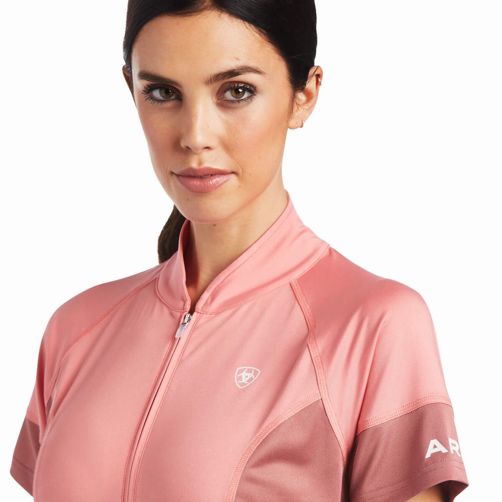 Top Ariat Cambria Jersey 1/4 Zip Donna Corallo | IT048FOBU