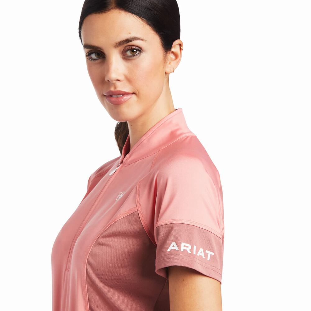 Top Ariat Cambria Jersey 1/4 Zip Donna Corallo | IT048FOBU