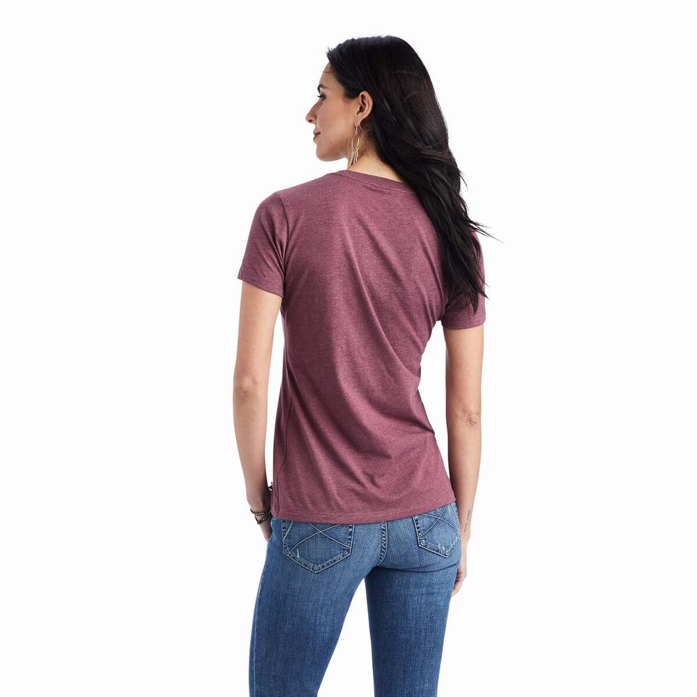 Top Ariat Floral Lettere Donna Bordeaux | IT102REOC