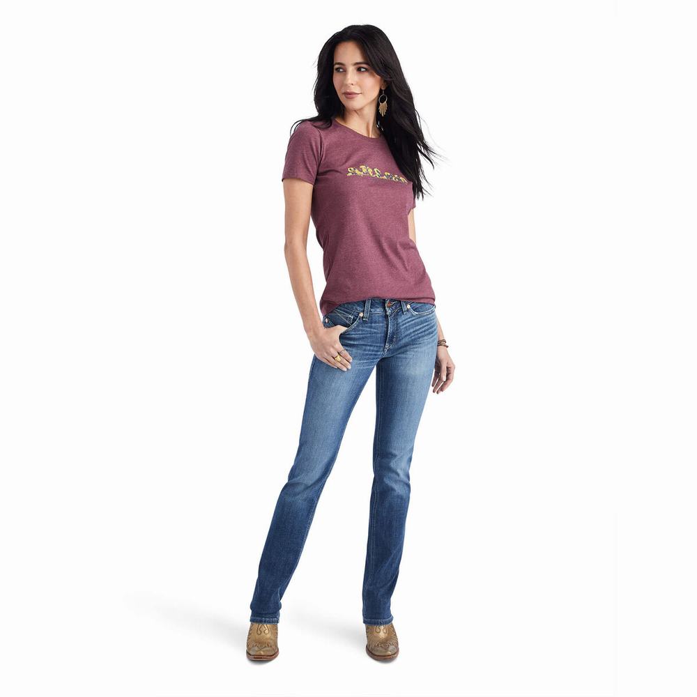 Top Ariat Floral Lettere Donna Bordeaux | IT102REOC