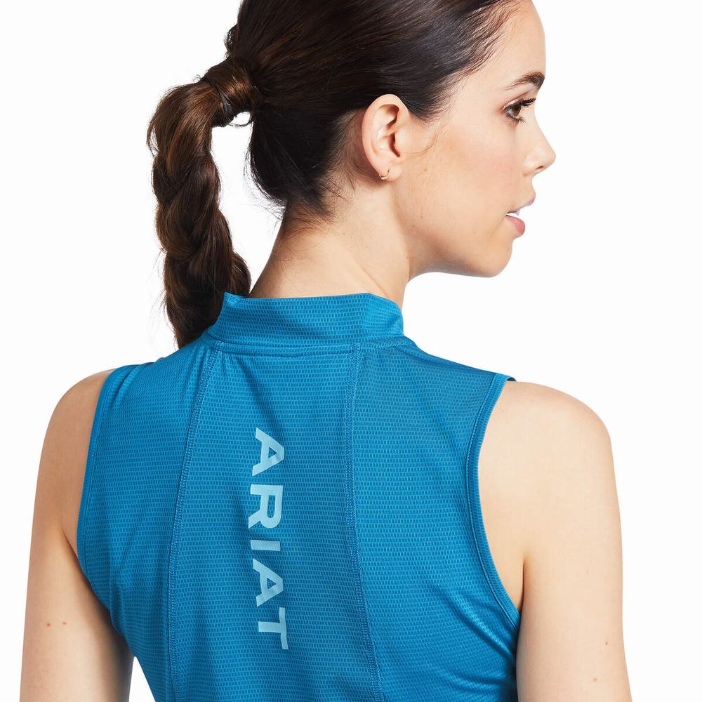 Top Ariat Hailey 1/4 Zip Donna Blu | IT714OBKX