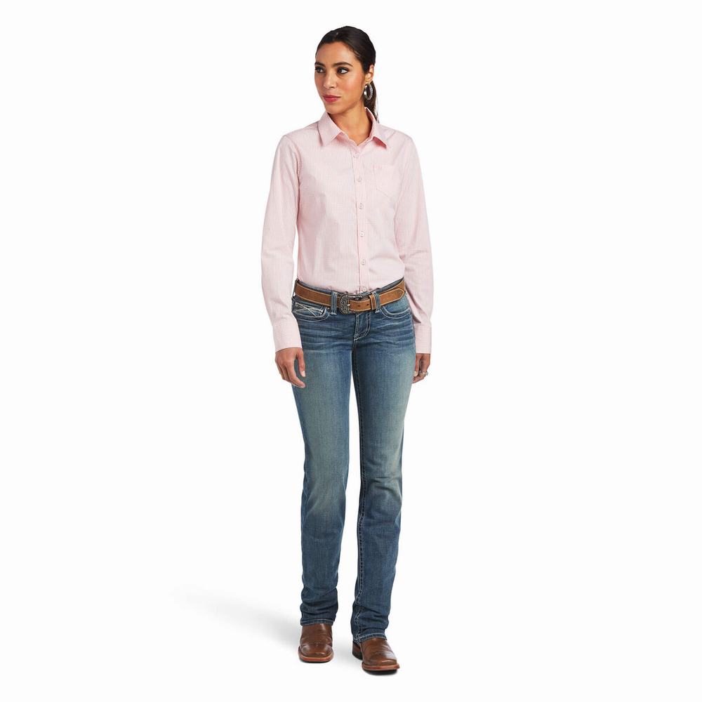 Top Ariat Kirby Stretch Donna Rosa Bianche | IT236KOQT