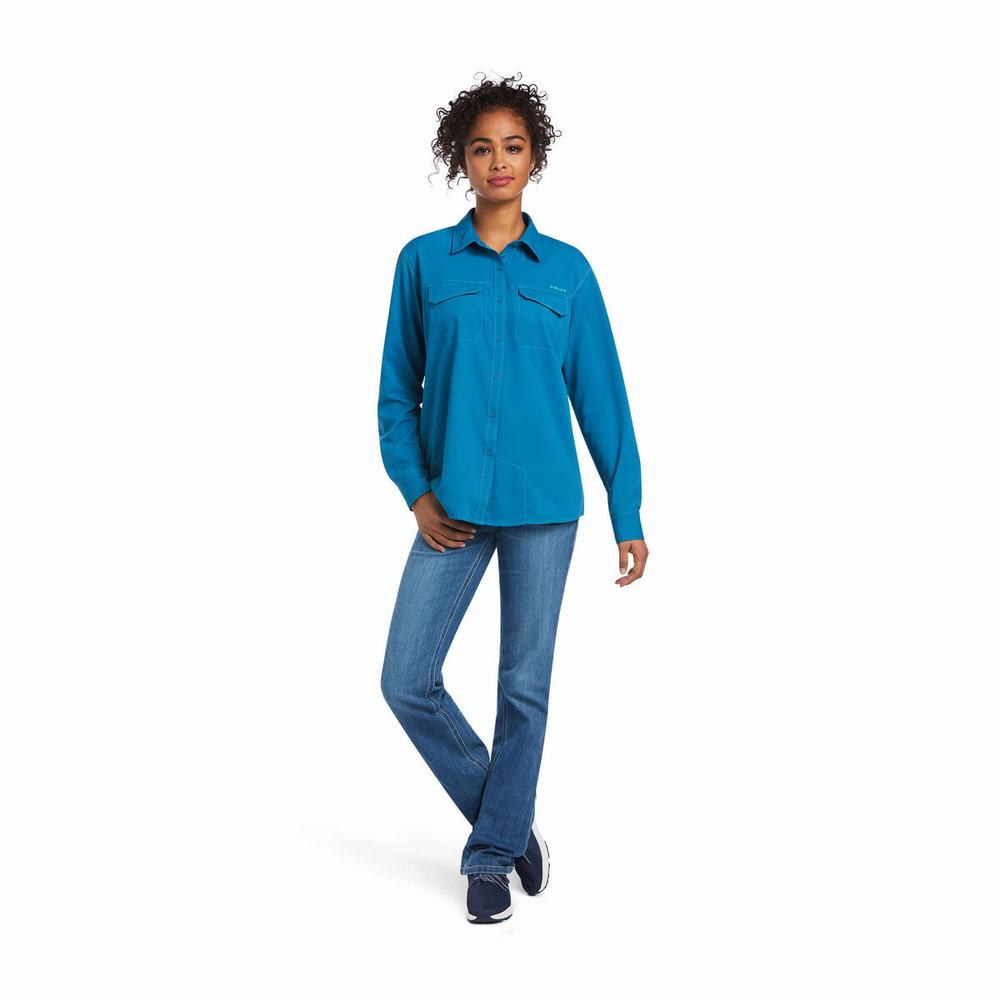 Top Ariat Outbound VentTEK Stretch Donna Blu | IT563URYB