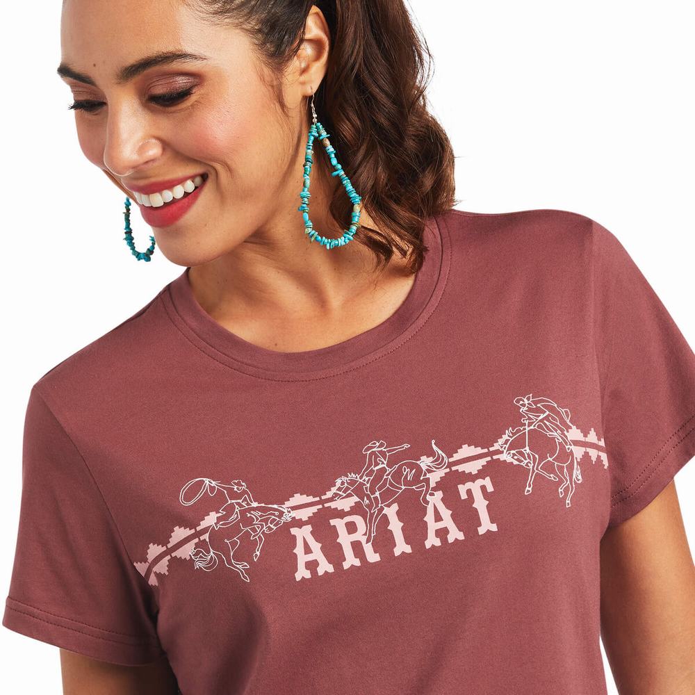 Top Ariat REAL Bucking Bronc Donna Rosa Marroni | IT673CGZD