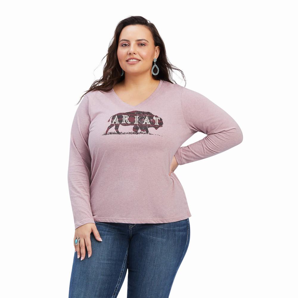 Top Ariat REAL Chest Logo Relaxed Donna Rosa | IT294IROK