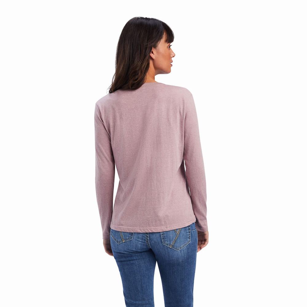 Top Ariat REAL Chest Logo Relaxed Donna Rosa | IT294IROK