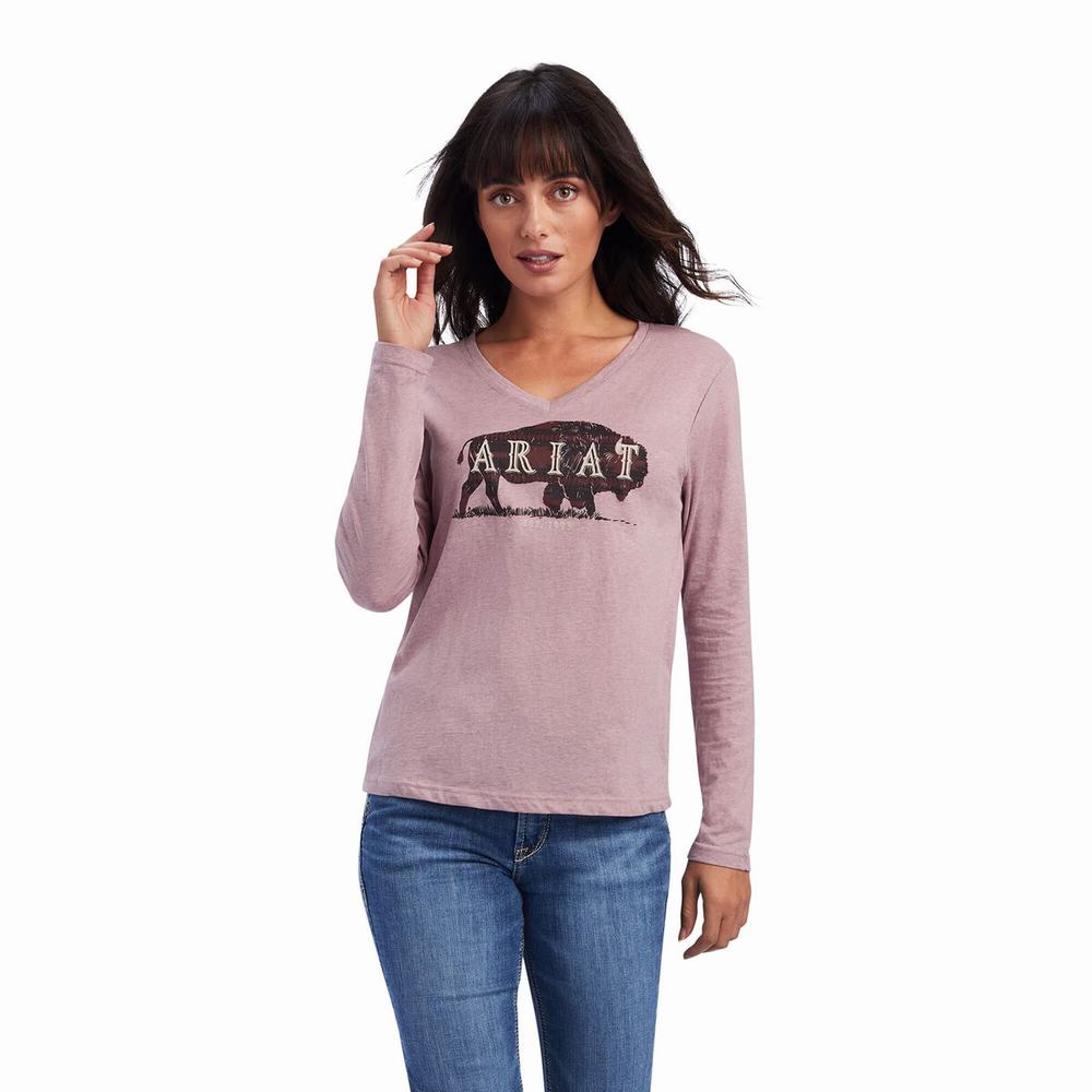 Top Ariat REAL Chest Logo Relaxed Donna Rosa | IT294IROK