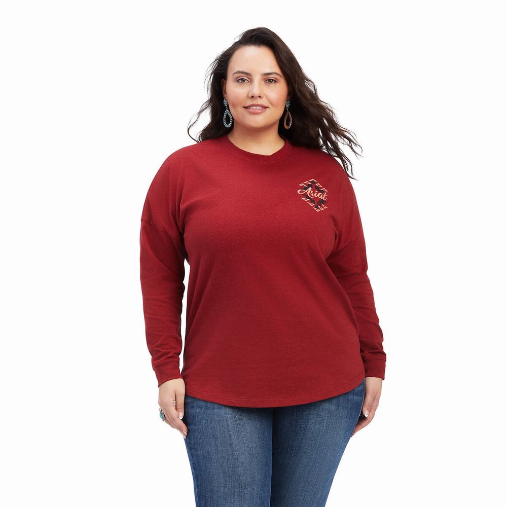 Top Ariat REAL Oversized Grafica Donna Rosse Scuro | IT695WRVT