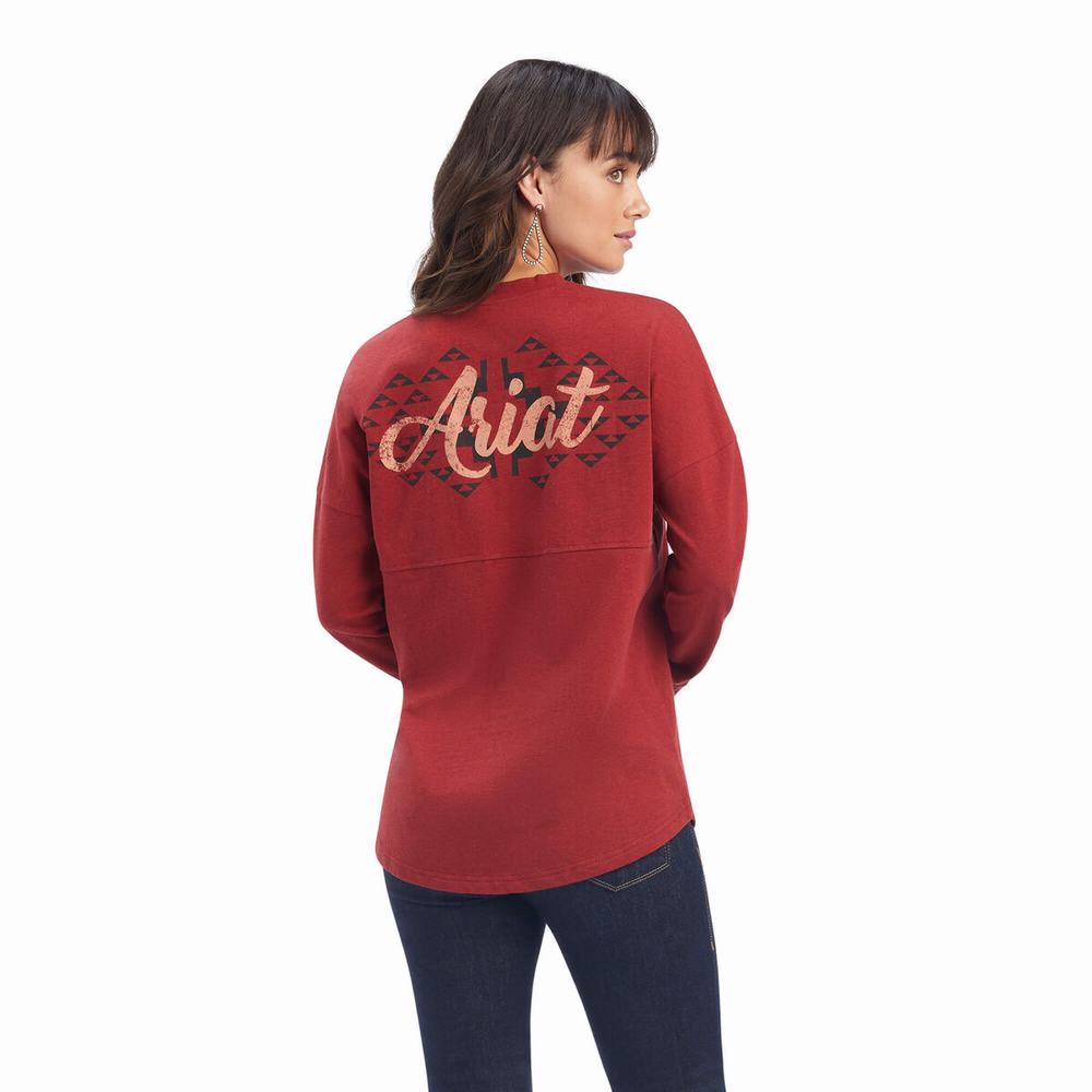 Top Ariat REAL Oversized Grafica Donna Rosse Scuro | IT695WRVT