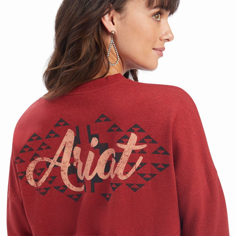 Top Ariat REAL Oversized Grafica Donna Rosse Scuro | IT695WRVT