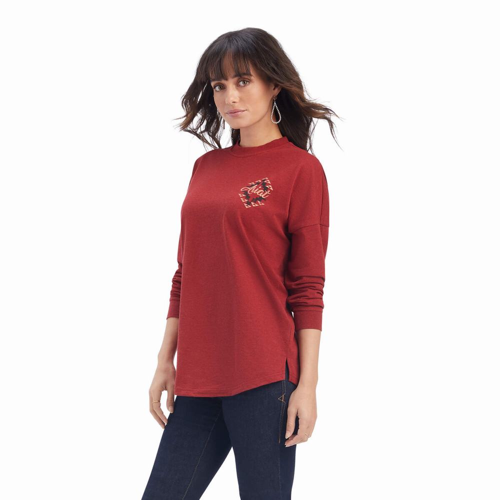 Top Ariat REAL Oversized Grafica Donna Rosse Scuro | IT695WRVT