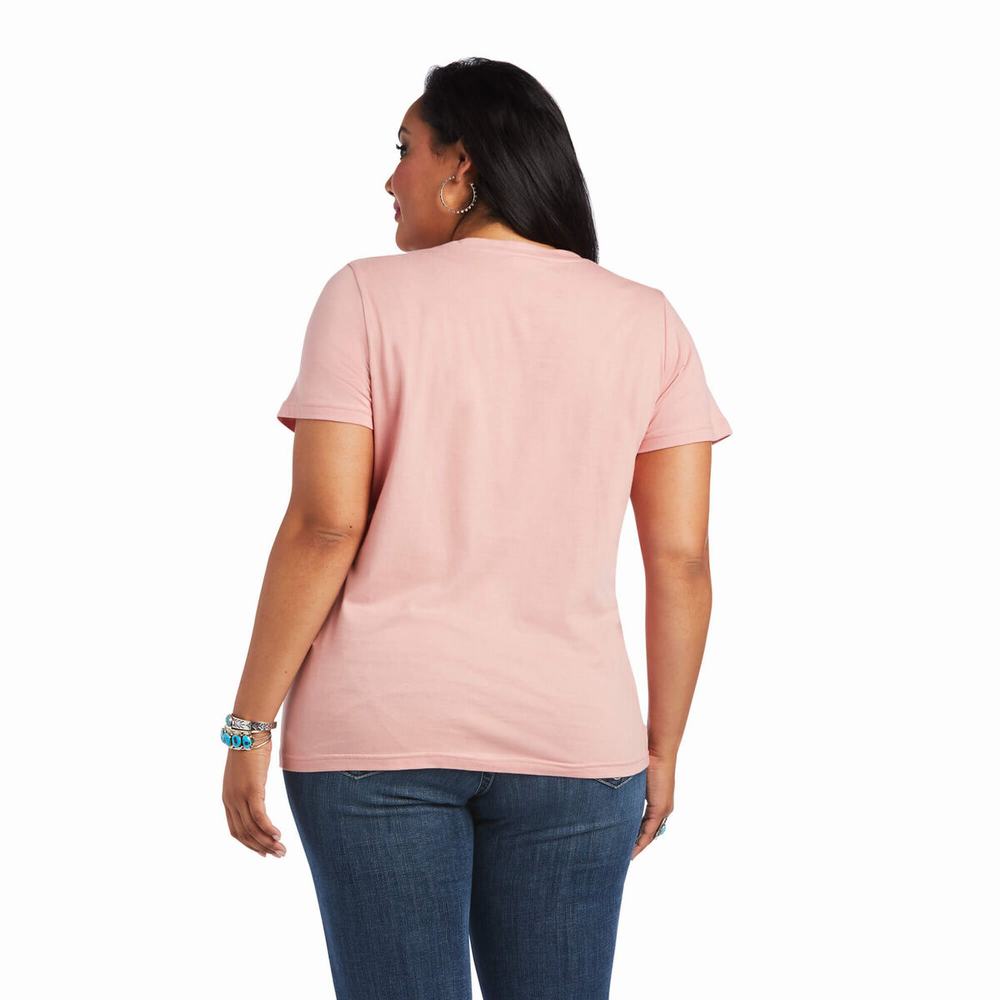 Top Ariat REAL Relaxed Fiesta Logo Donna Rosa | IT352LTUS