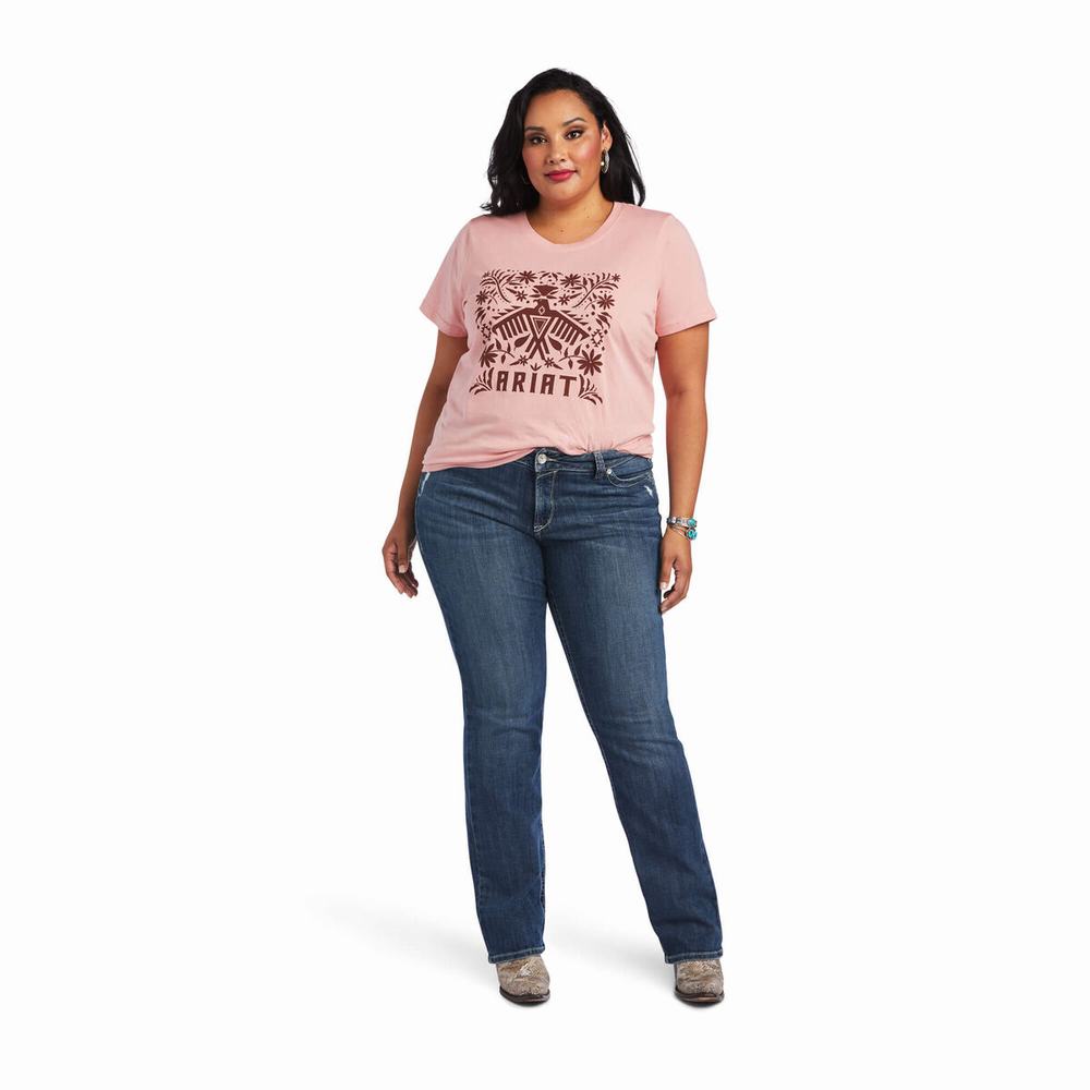 Top Ariat REAL Relaxed Fiesta Logo Donna Rosa | IT352LTUS