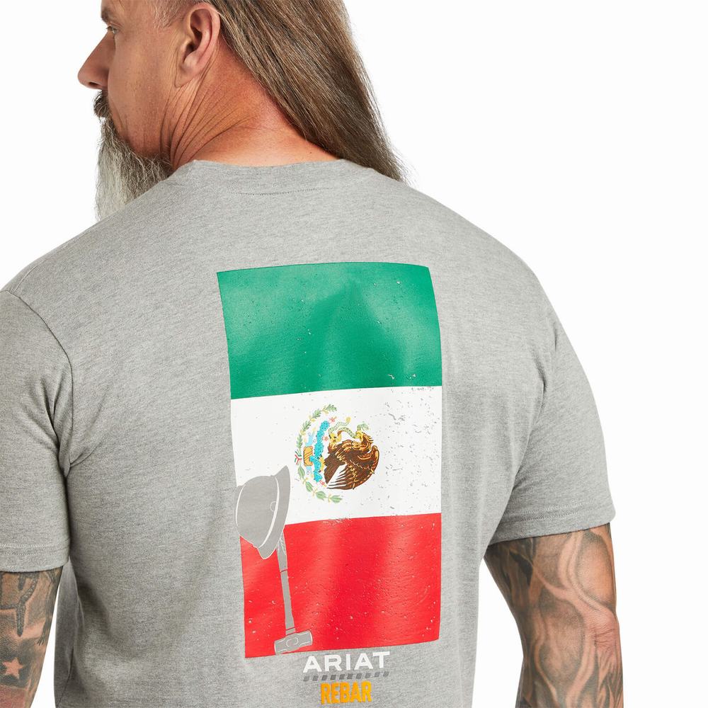 Top Ariat Rebar Cotone Strong Mexican Pride Grafica Uomo Grigie | IT416QDUW