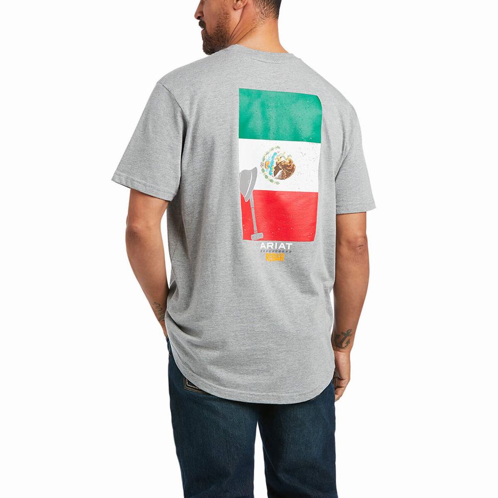 Top Ariat Rebar Cotone Strong Mexican Pride Grafica Uomo Grigie | IT416QDUW