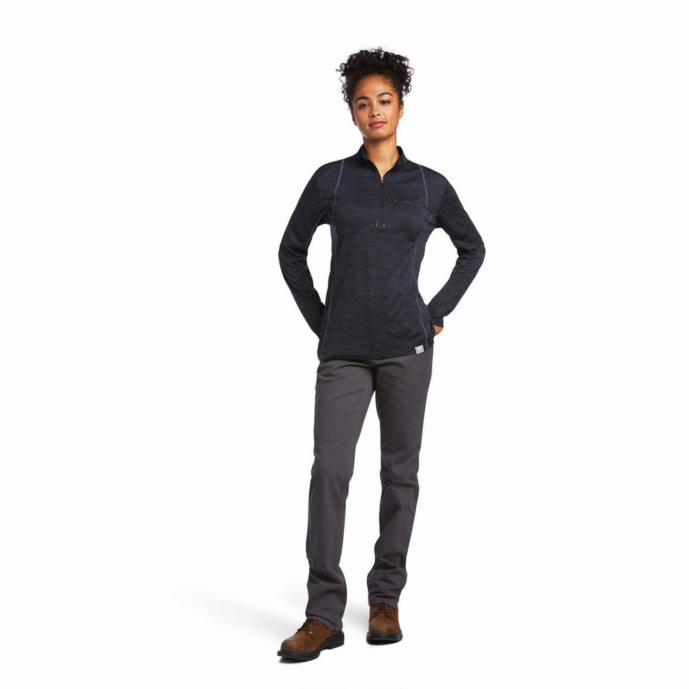 Top Ariat Rebar Evolution 1/2 Zip Donna Nere | IT628RIVE