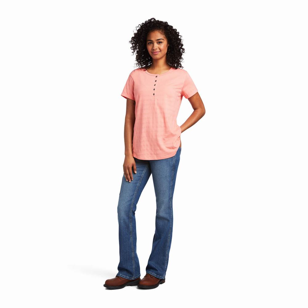 Top Ariat Rebar Henley Donna Colorate | IT961CVLJ