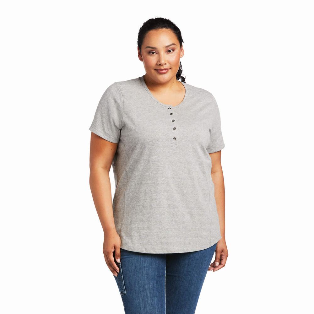 Top Ariat Rebar Henley Donna Grigie | IT169SYPJ