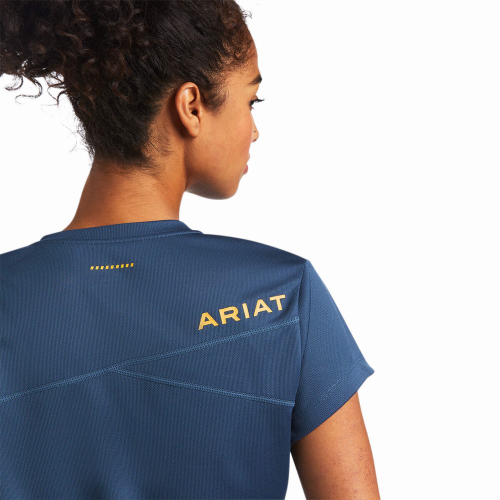 Top Ariat Rebar Polartec Elite All Season Donna Blu Verdi Profondo | IT538LFTA