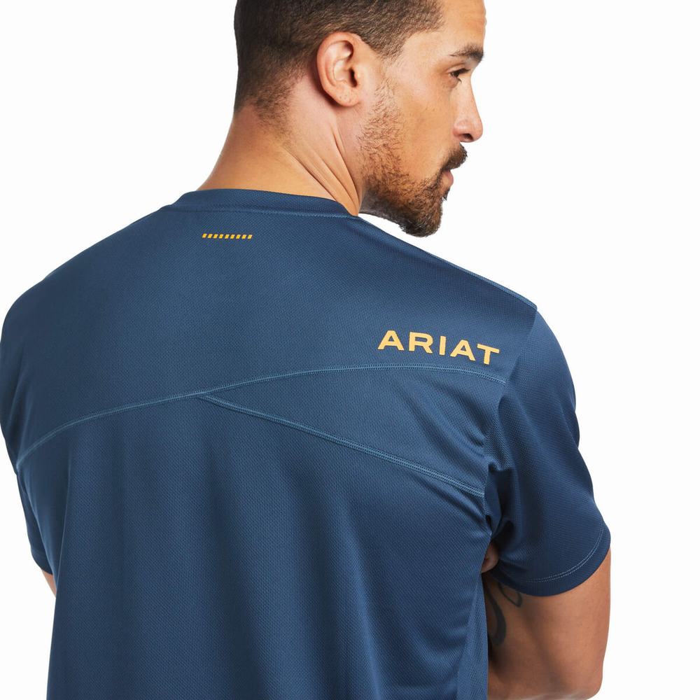 Top Ariat Rebar Polartec Elite All Season Uomo Blu Verdi Profondo | IT873BWIO