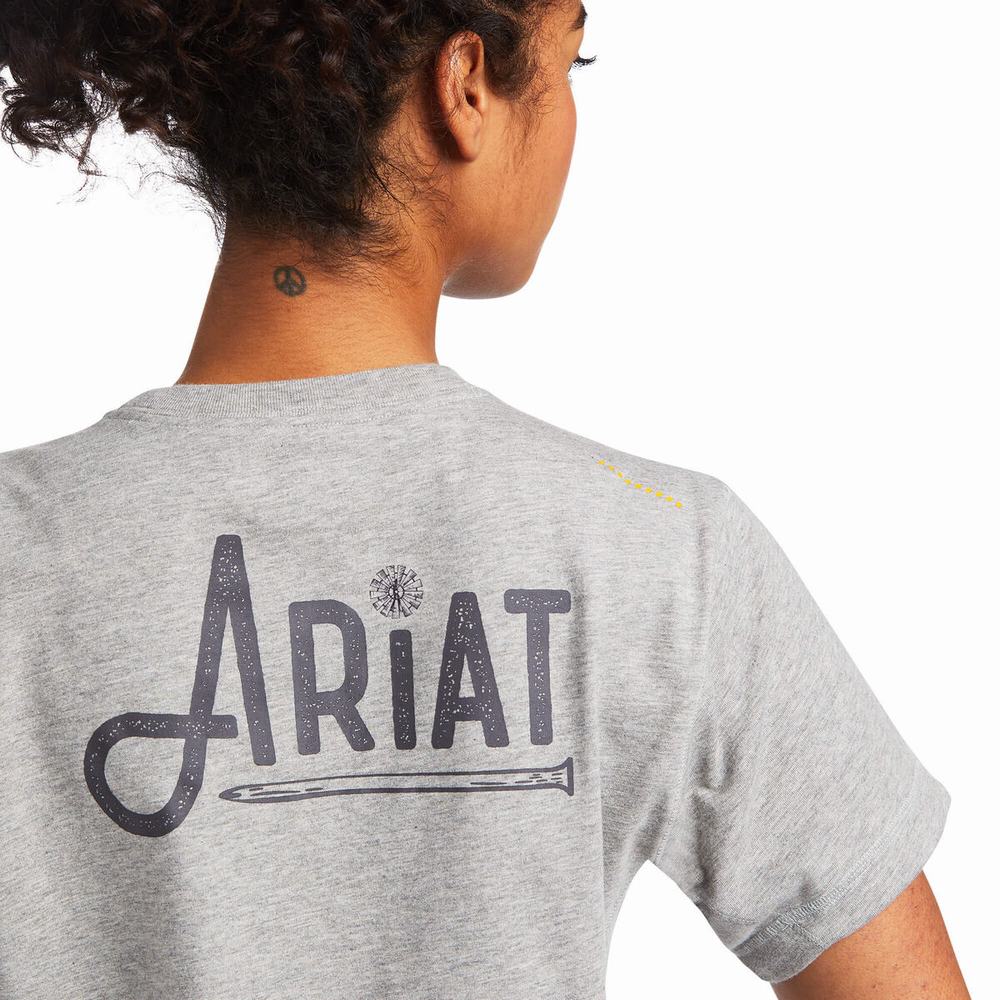 Top Ariat Rebar Workman Grafica Logo Donna Grigie | IT831MDGC