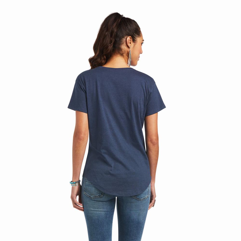 Top Ariat Sonora Logo Donna Blu Marino | IT523AUWF