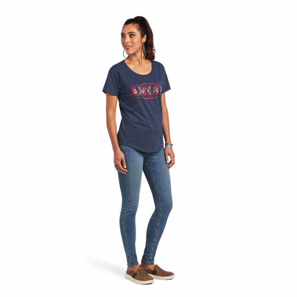 Top Ariat Sonora Logo Donna Blu Marino | IT523AUWF