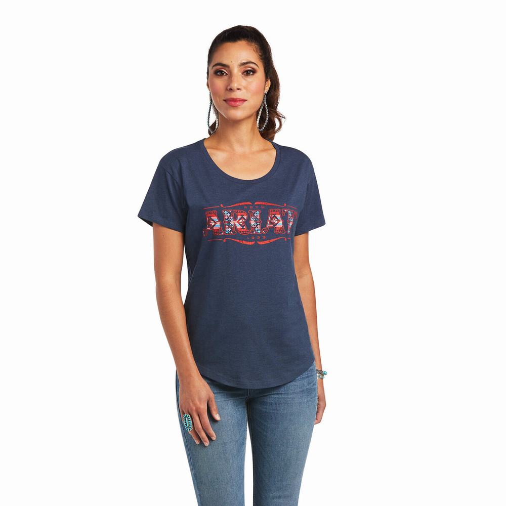 Top Ariat Sonora Logo Donna Blu Marino | IT523AUWF