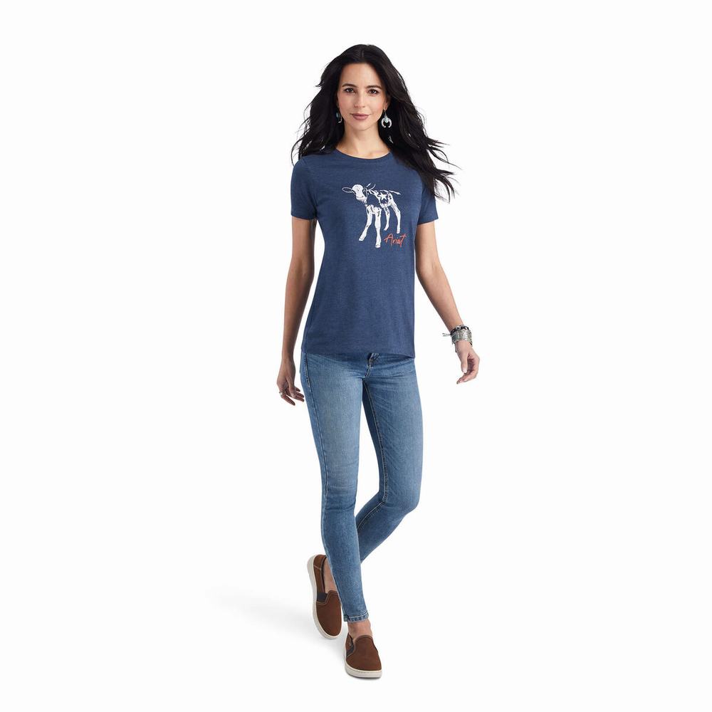 Top Ariat Star Calf Donna Blu Marino | IT180NUZJ