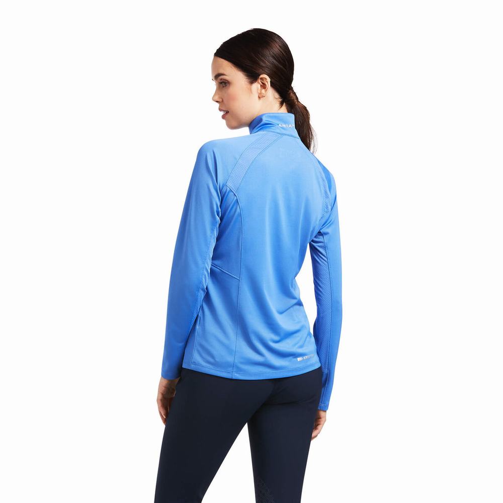 Top Ariat Sunstopper 2.0 1/4 Zip Donna Blu | IT289HSYT