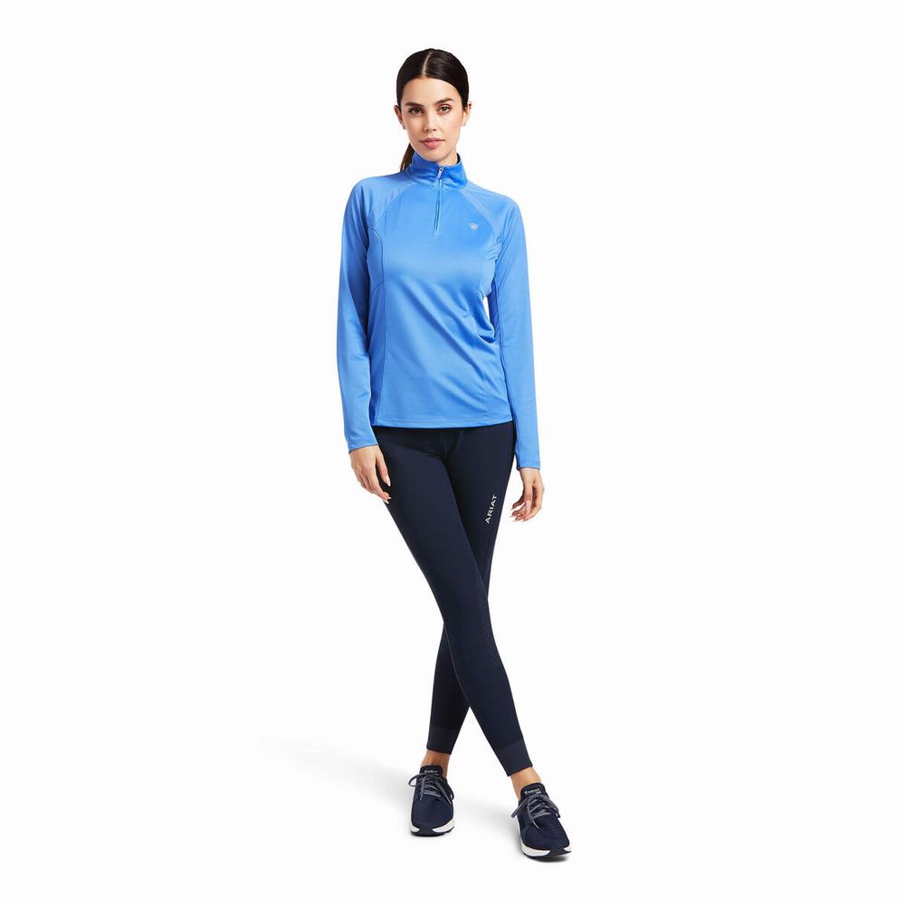 Top Ariat Sunstopper 2.0 1/4 Zip Donna Blu | IT289HSYT