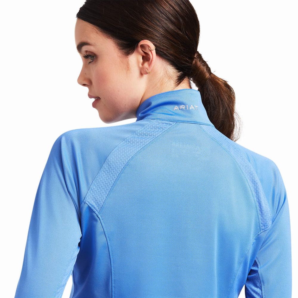 Top Ariat Sunstopper 2.0 1/4 Zip Donna Blu | IT289HSYT