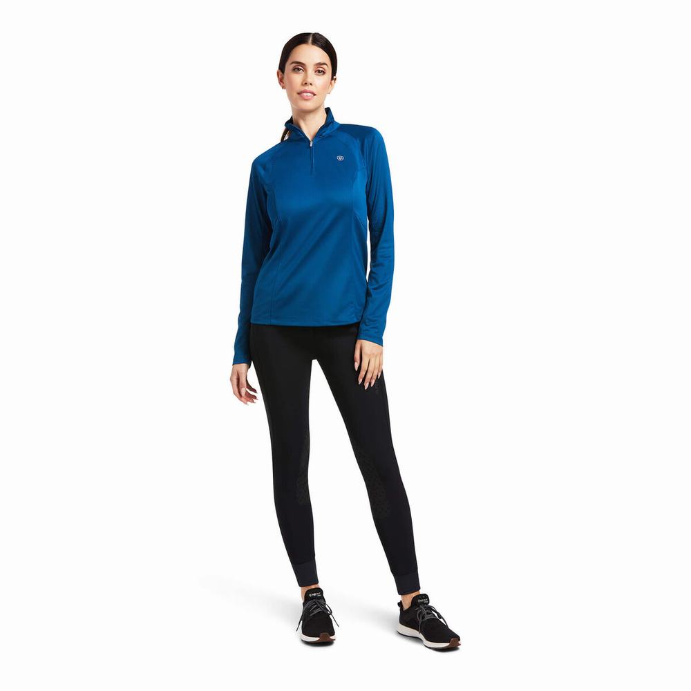 Top Ariat Sunstopper 2.0 1/4 Zip Donna Blu | IT680RFZK