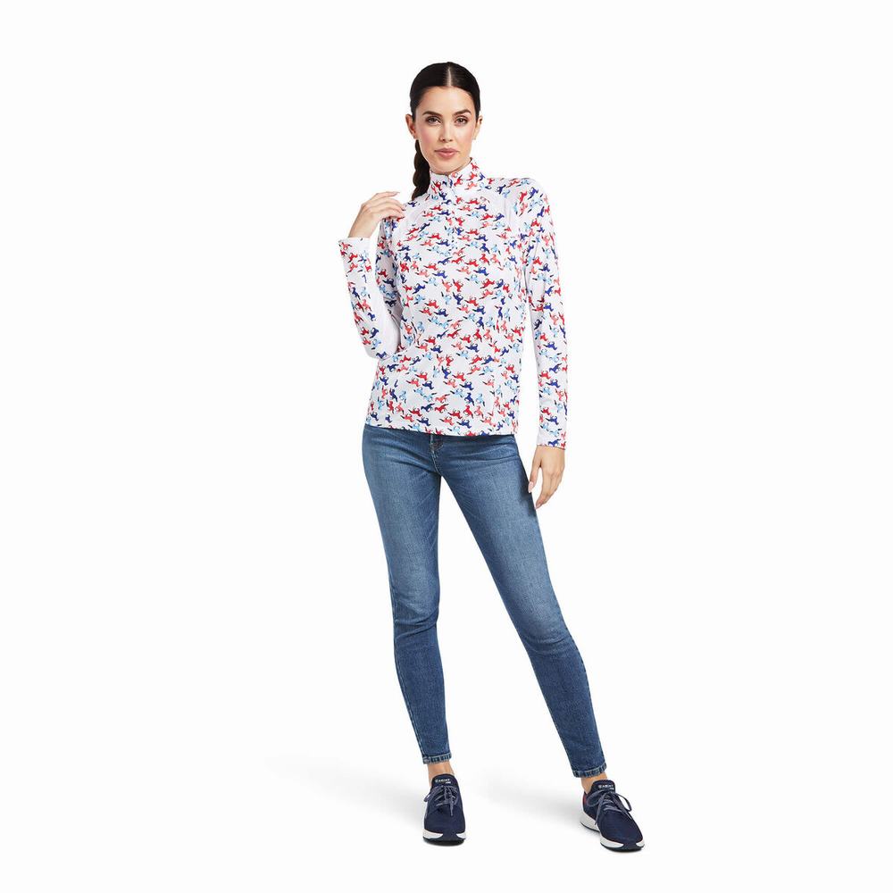 Top Ariat Sunstopper 2.0 1/4 Zip Donna Colorate | IT063CRAJ