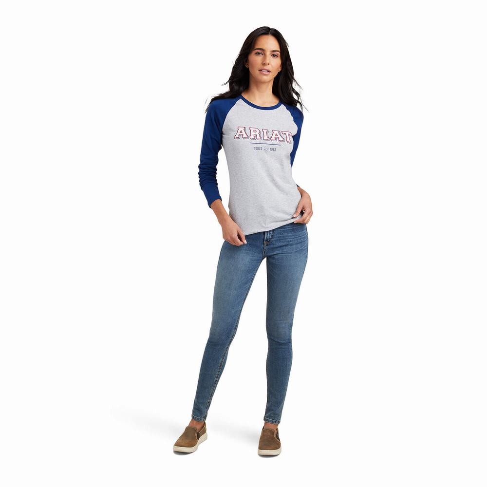 Top Ariat Varsity Donna Blu Grigie | IT871TWAO