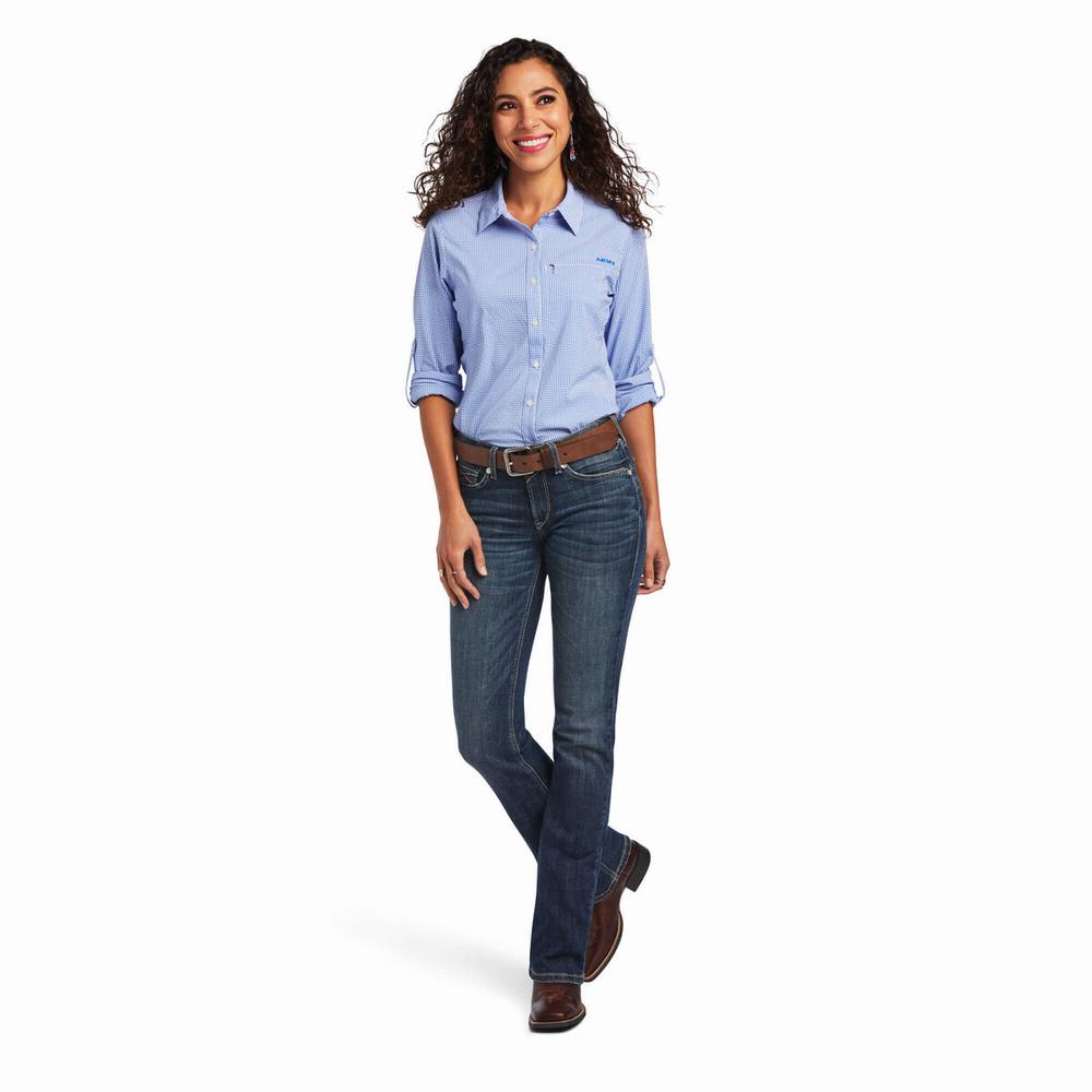 Top Ariat VentTEK Stretch Donna Blu Bianche | IT718AUKS