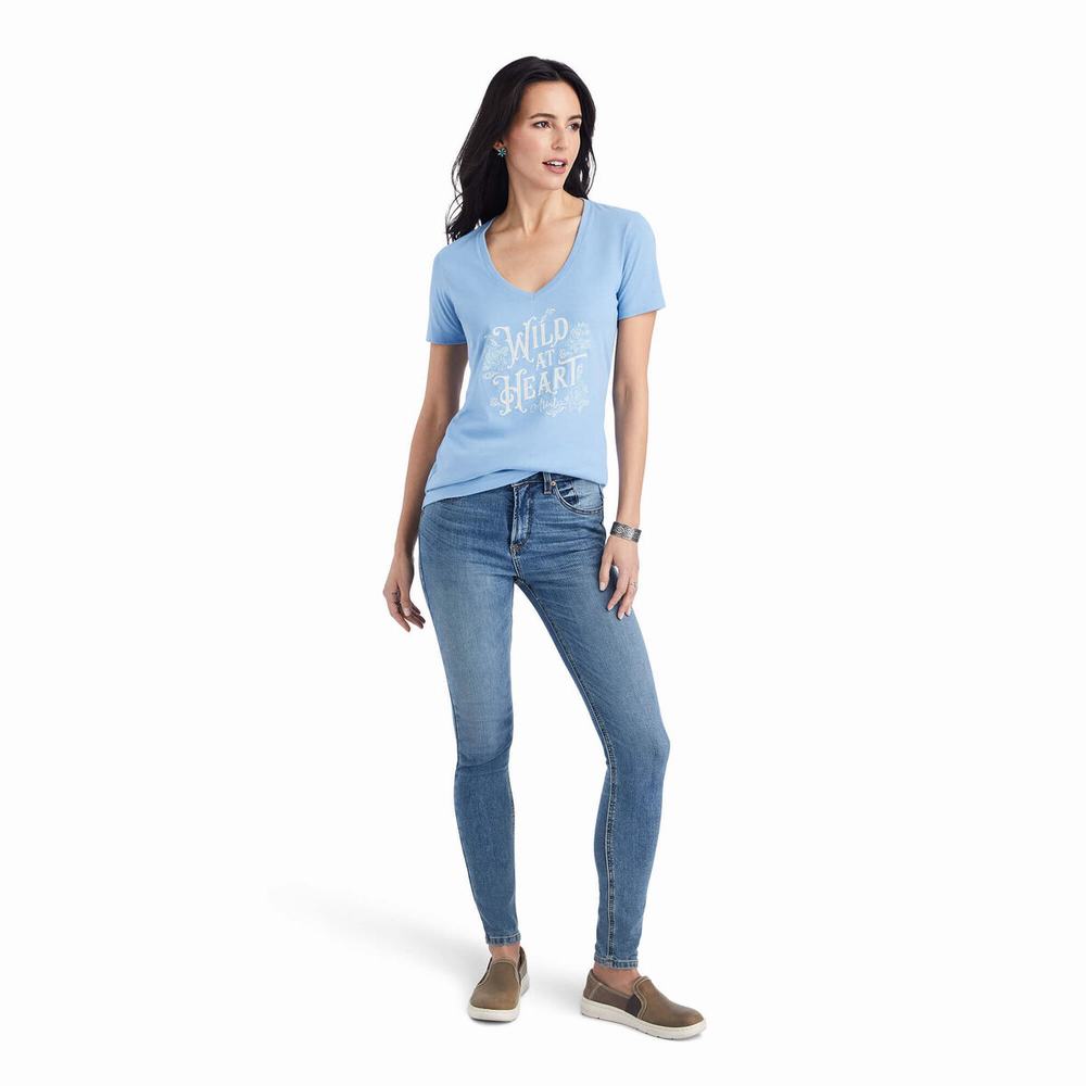 Top Ariat Wild Heart Donna Blu Chiaro | IT670SGIA